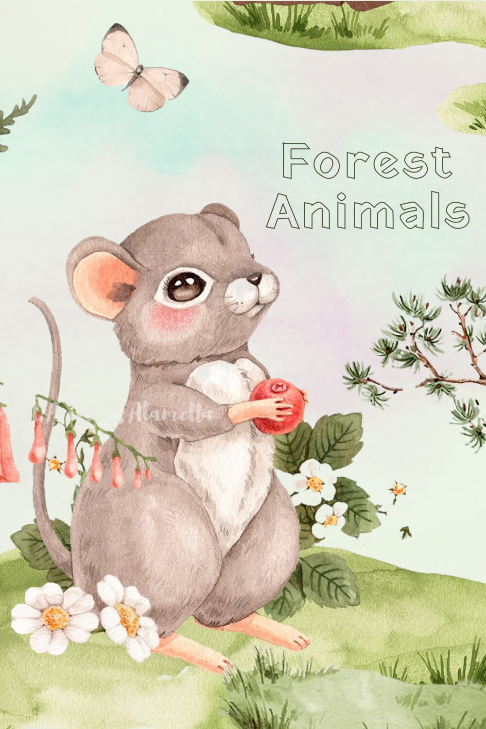 Little field mouse in a forest clearing.