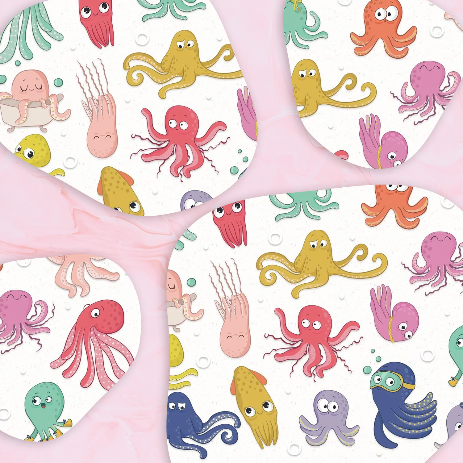 funny octopuses set.