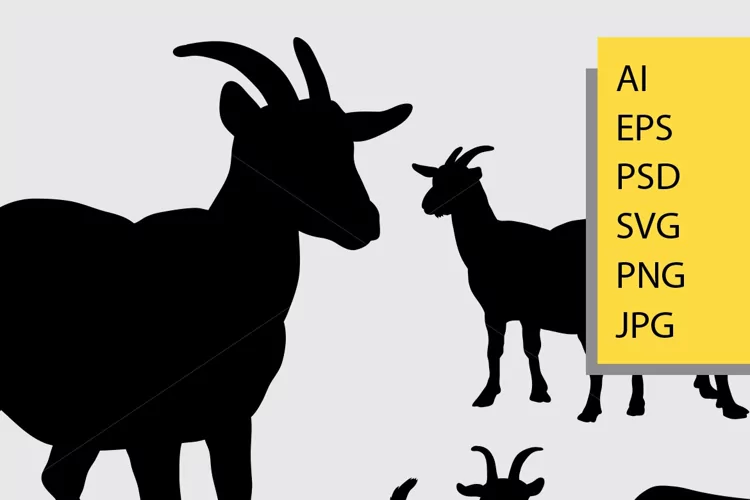 goat animal silhouette illustrations.