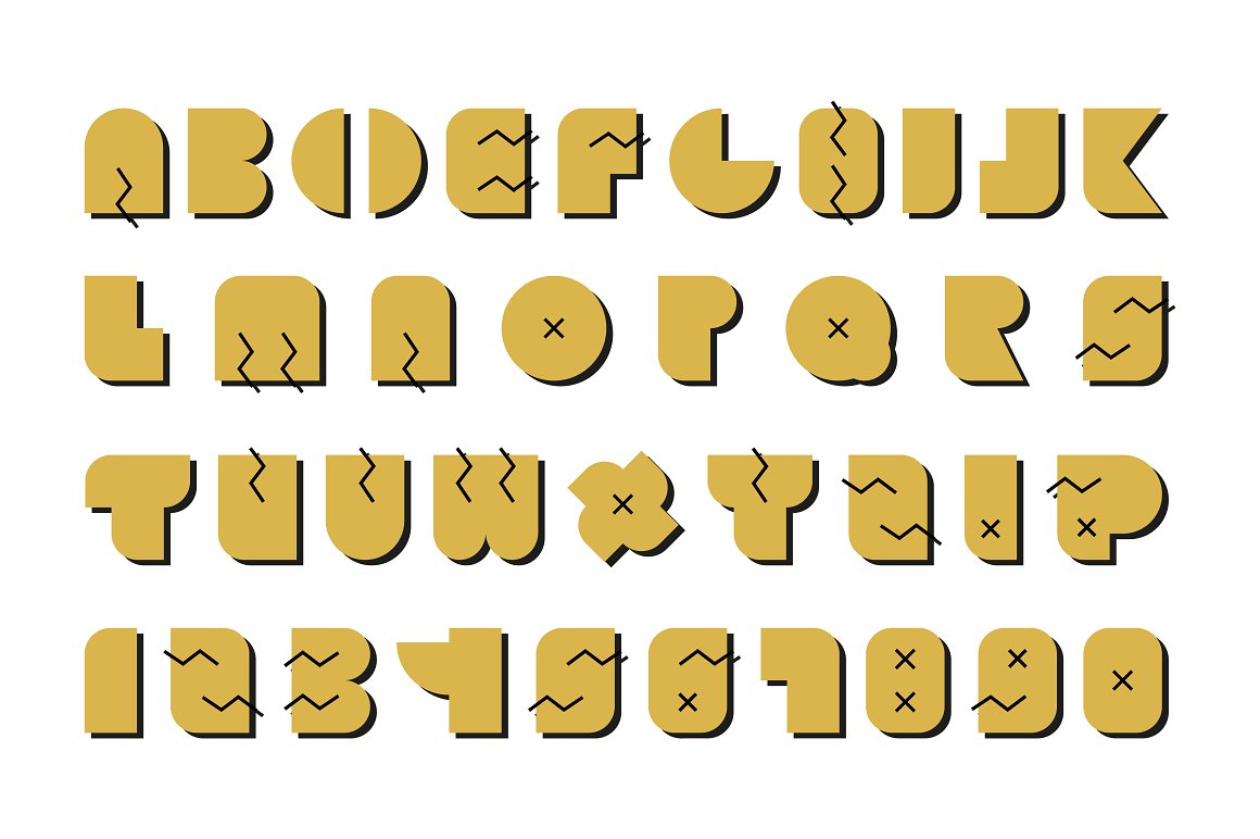 Gold font in vintage style.