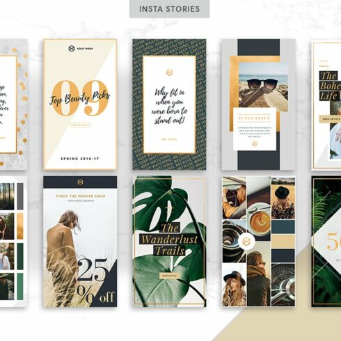 Canva & PPT Golden Social Media | Master Bundles