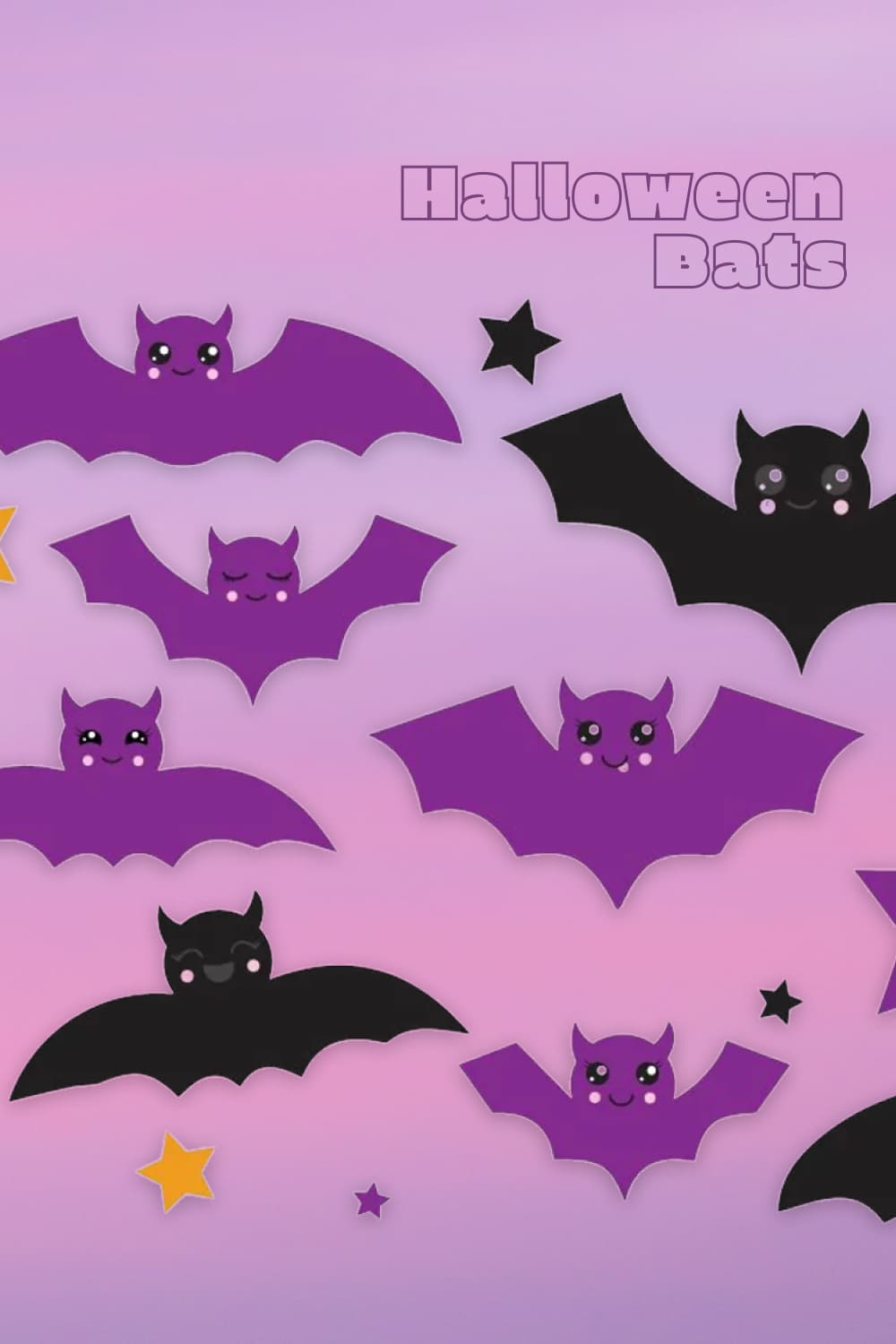 Halloween Bats Graphics and Illustrations pinterest image.
