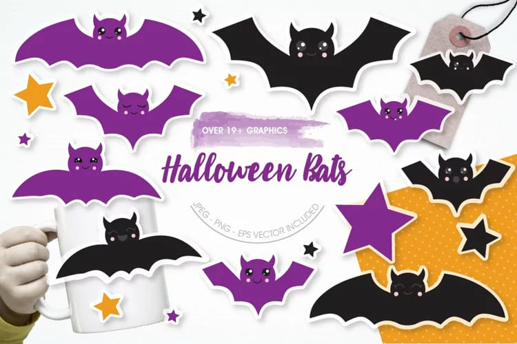 Halloween Bats Graphics and Illustrations facebook image.