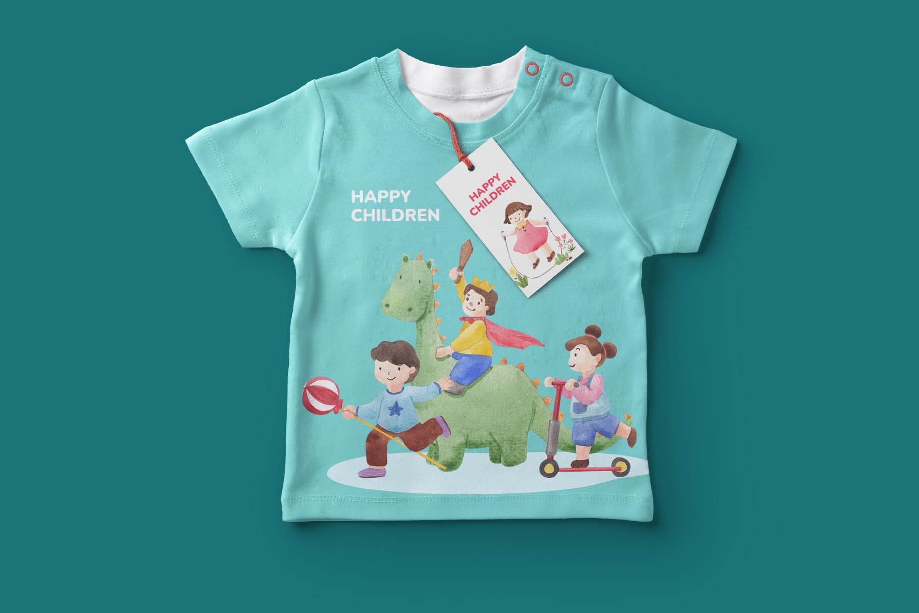happy children spring watercolor illustration child clothes example.
