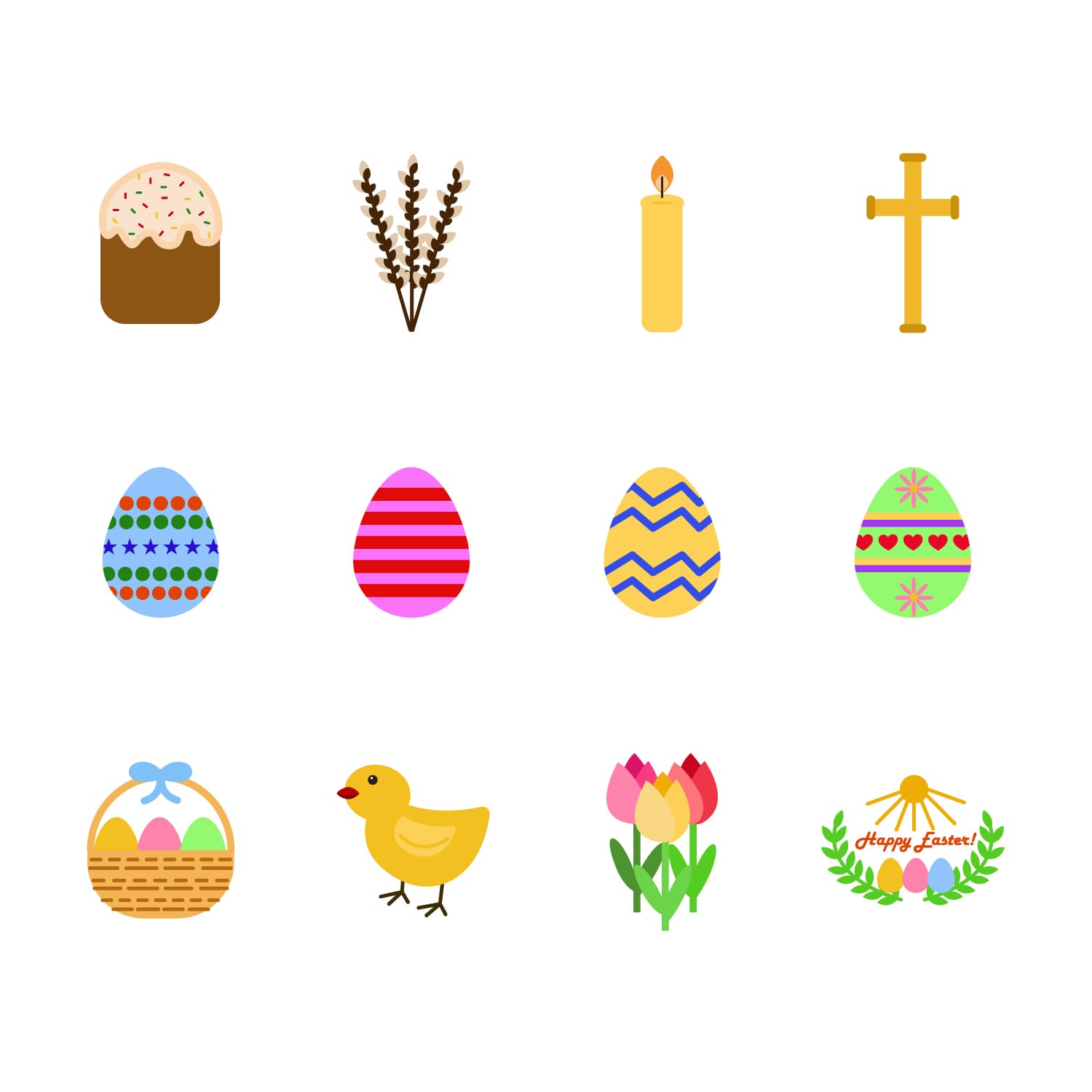 Happy Easter Icons Free 01.