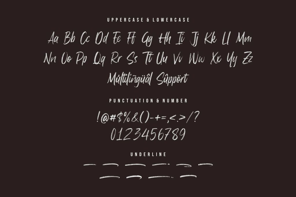 Highfilm handwritten brush font alphabet.
