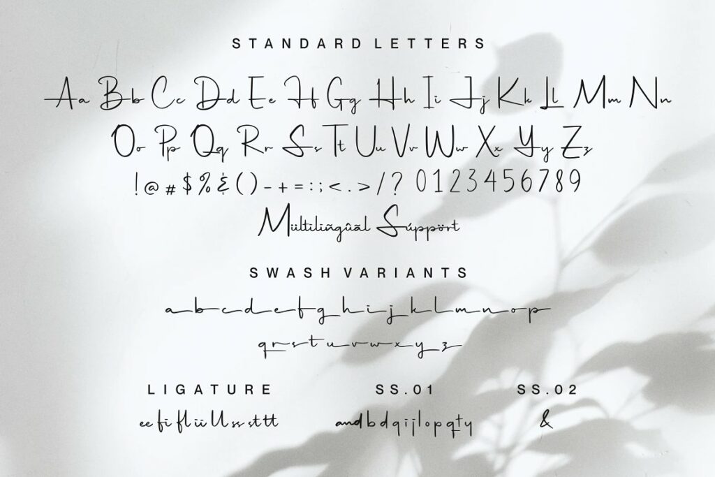 Hildaquin font alphabet.