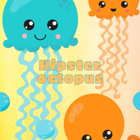 Hipster Octopus Emoji Graphics and Illustrations pinterest image.