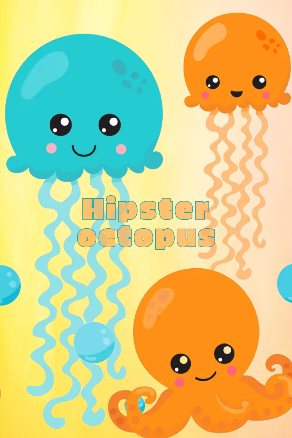 Hipster Octopus Emoji Graphics and Illustrations pinterest image.