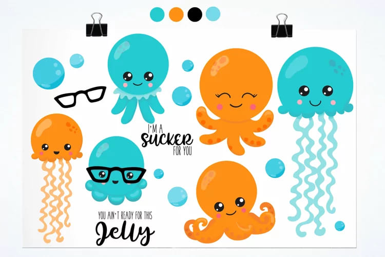 hipster octopus illustrations.