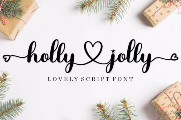 holly jolly romantic and sweet calligraphy font.