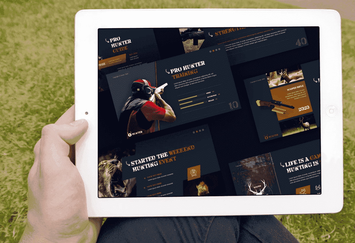 Hunter Hunting - Powerpoint Template On The Tablet.