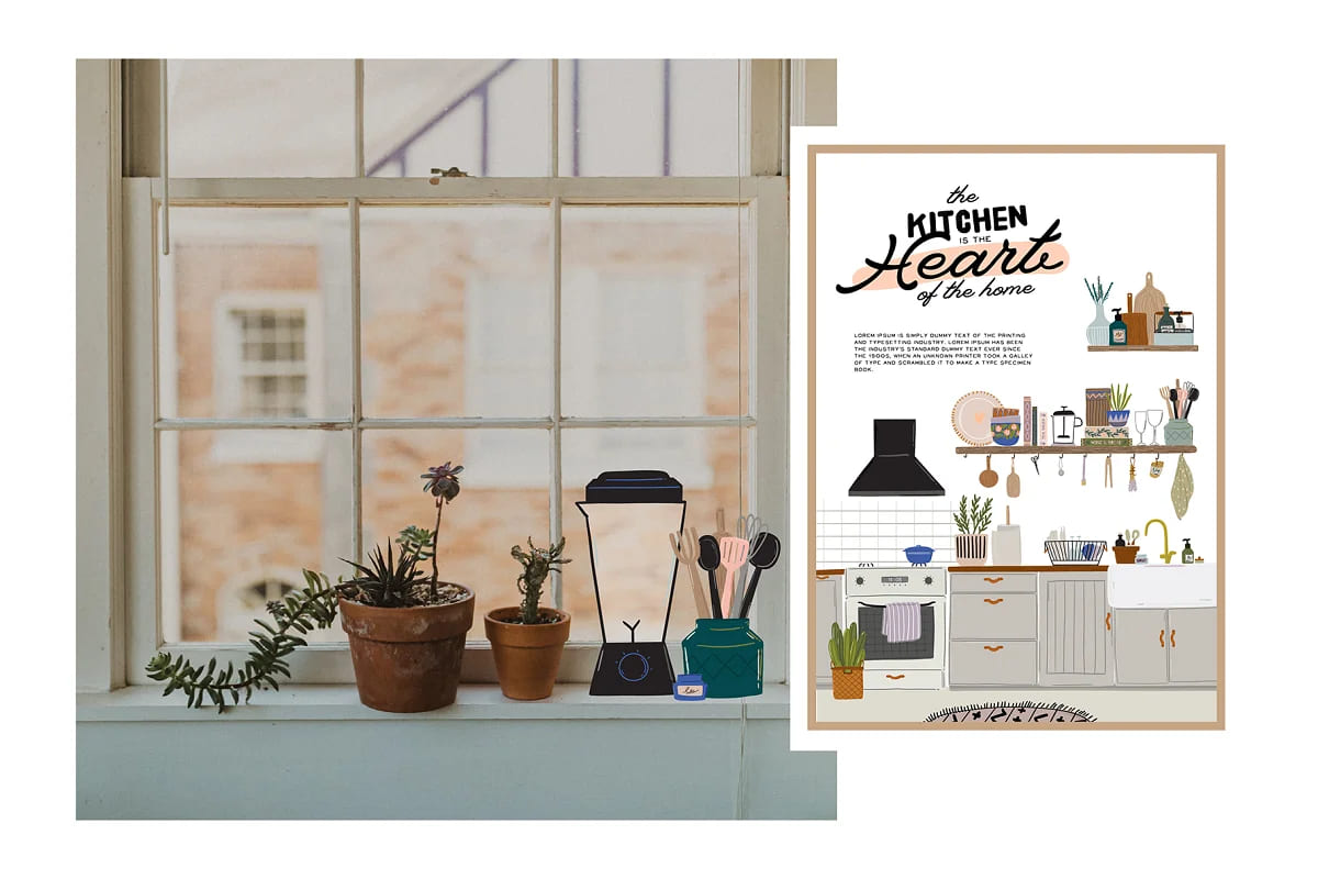 interior home decor bundle kitchen poster.