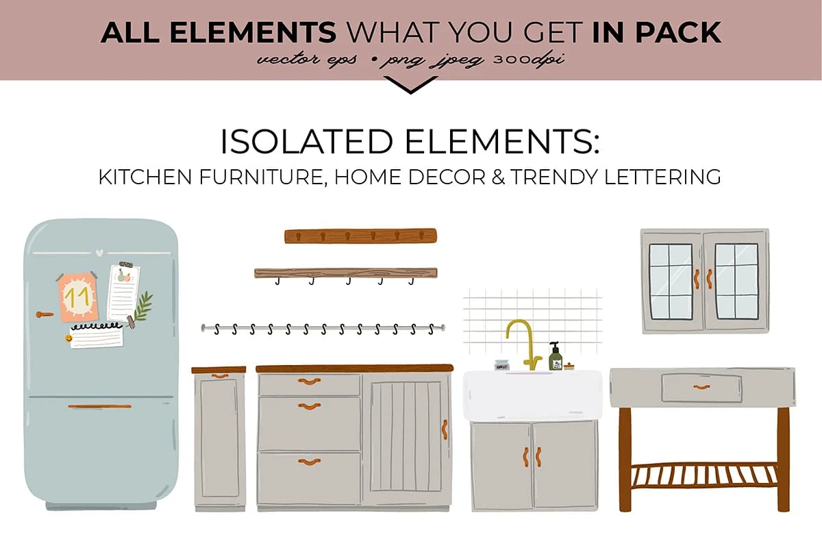 interior home decor bundle elements of kitchen furniture.