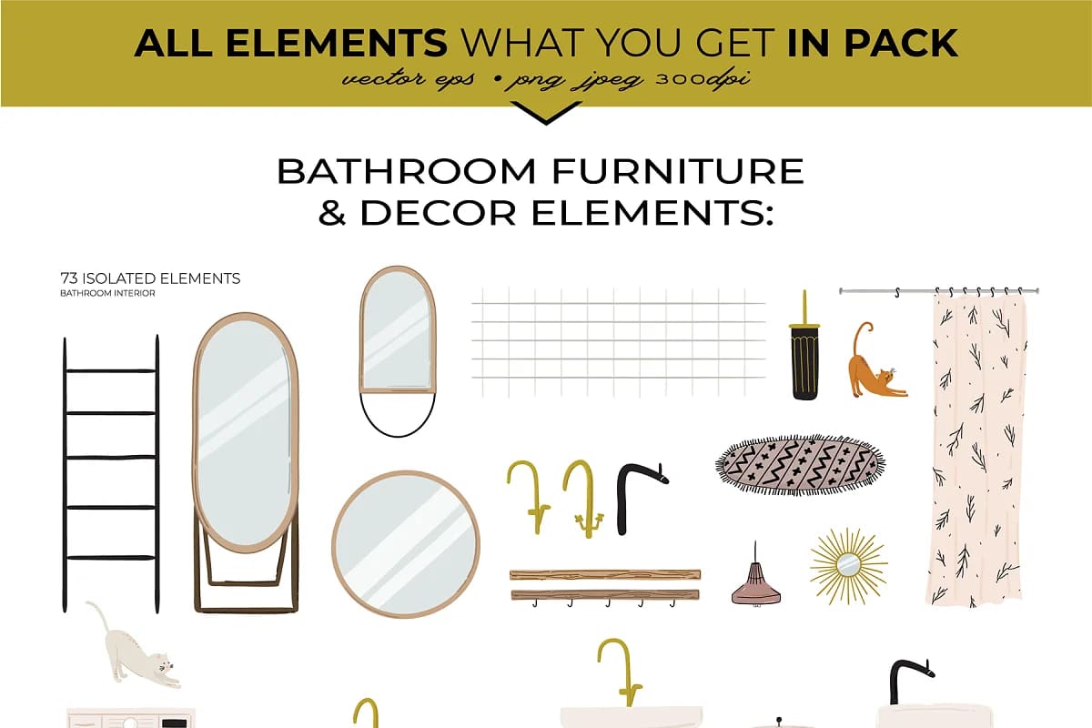 interior home decor bundle bathroom furniture elements.