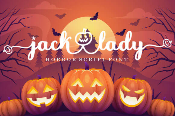 jack lady spooky and cursive script font.