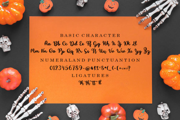 jack lady spooky and cursive script font all symbols example.