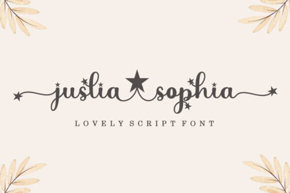 juslia sophia romantic and sweet calligraphy font pinterest image.