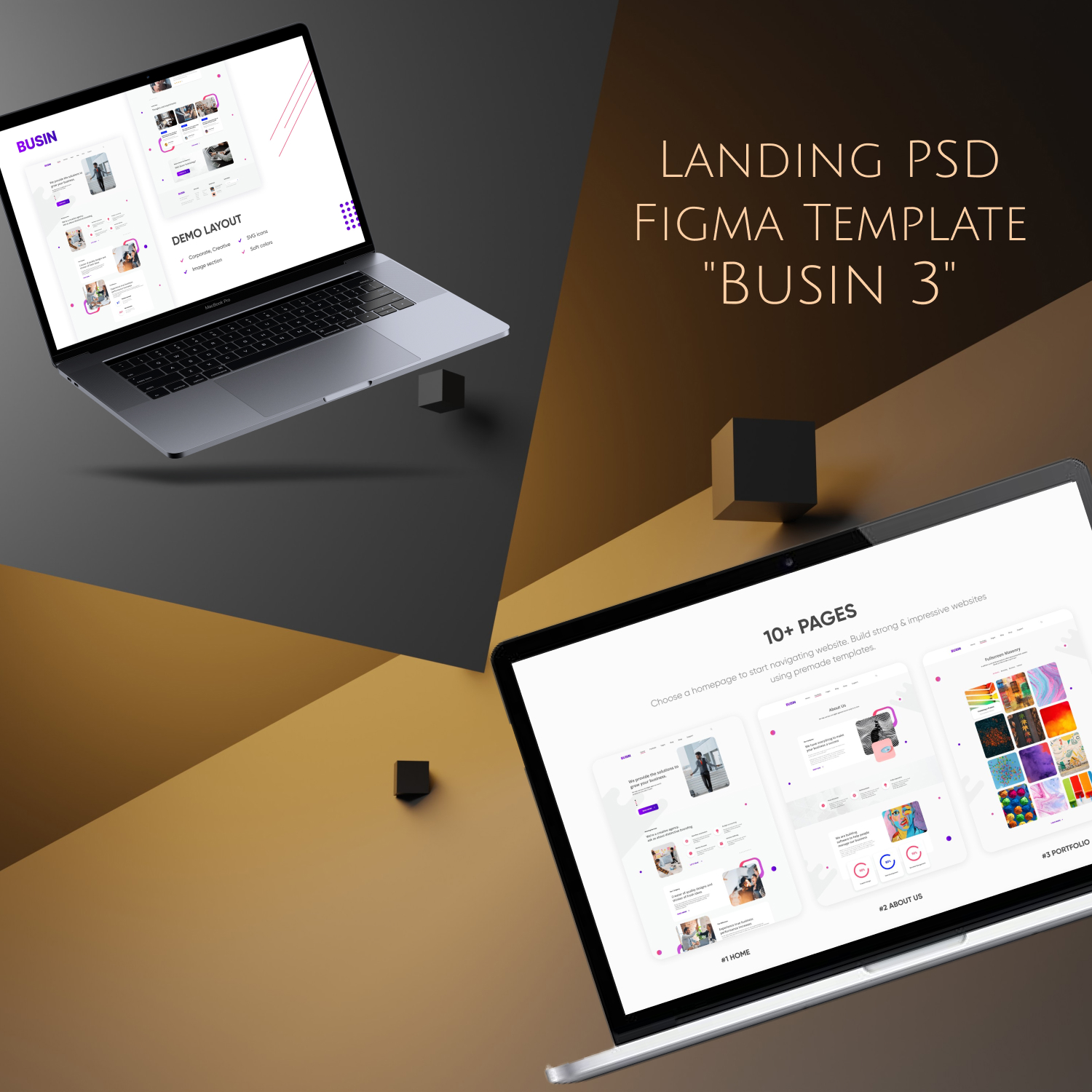 Landing PSD Figma Template "Busin 3" cover image.