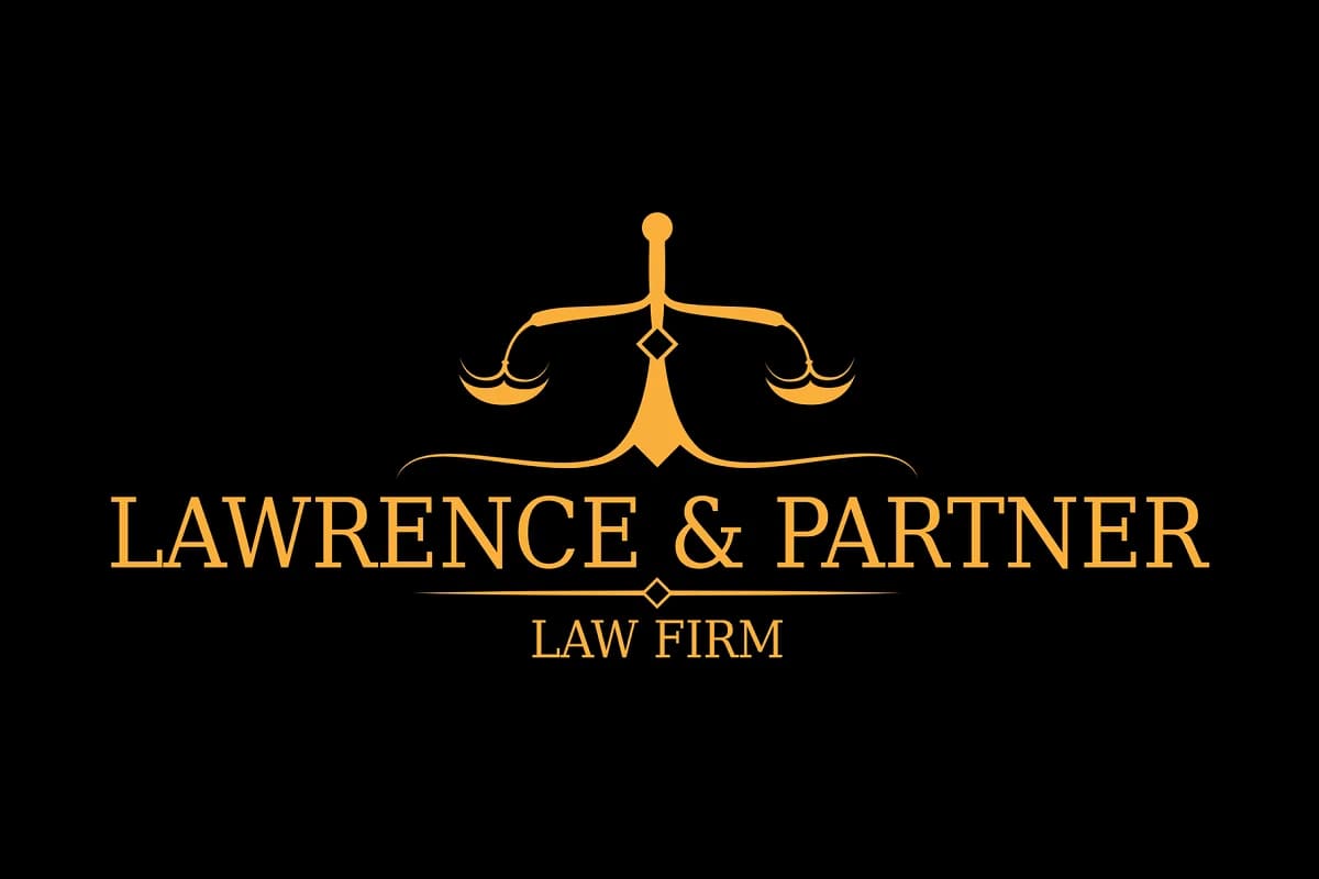 law firm golden logo on dark background mockup.