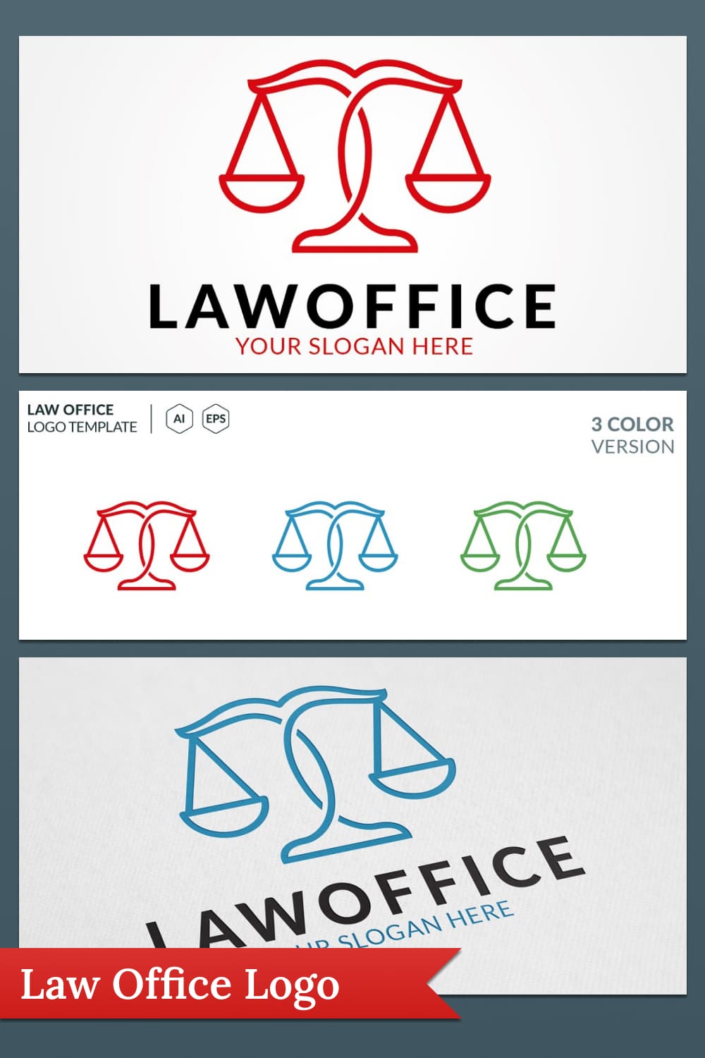 Minimalist Law Office Logo Design pinterest image.