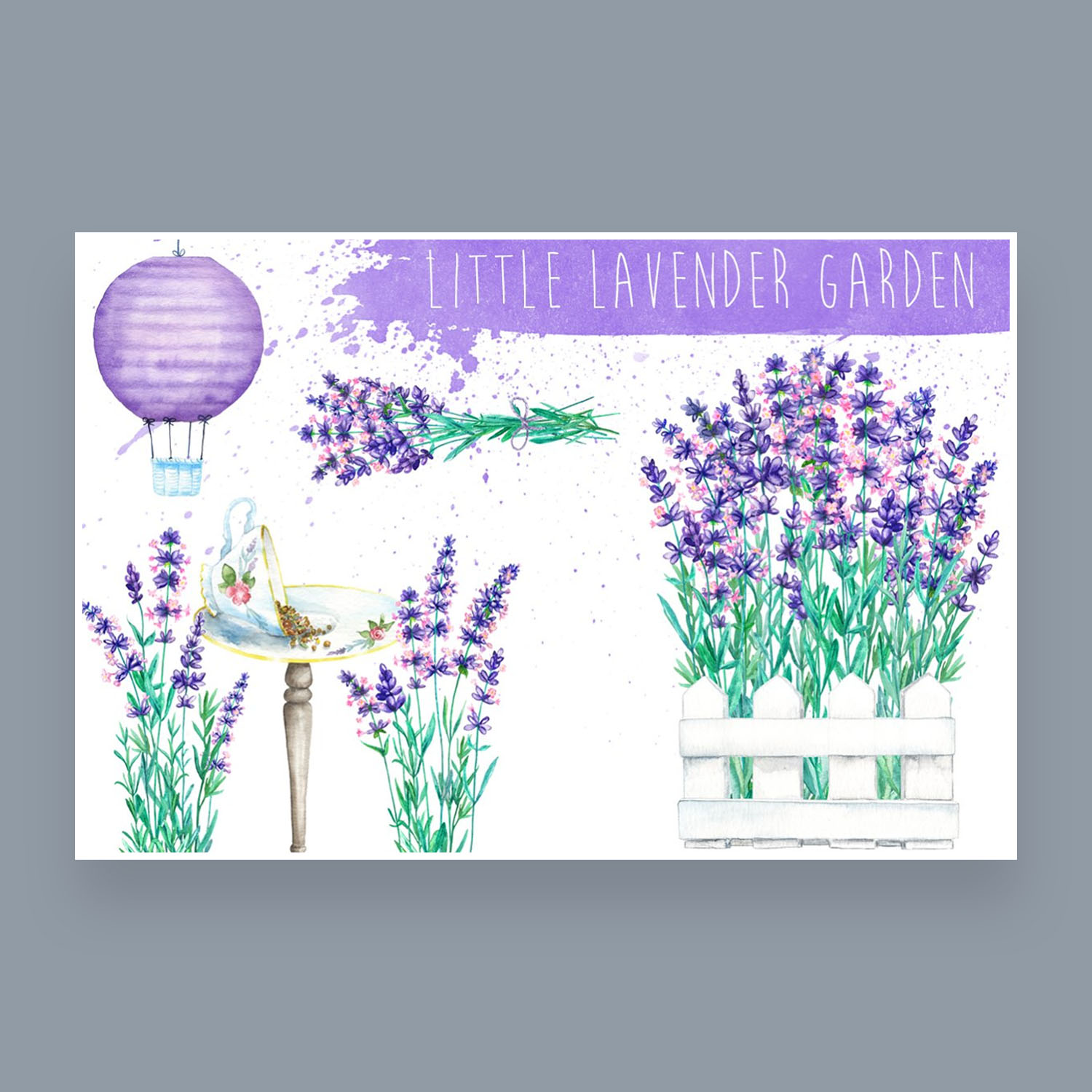 Lavender garden cliparts.