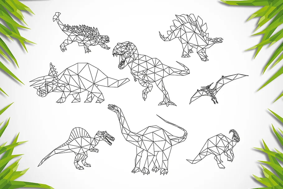 low poly dinosaurs collection.