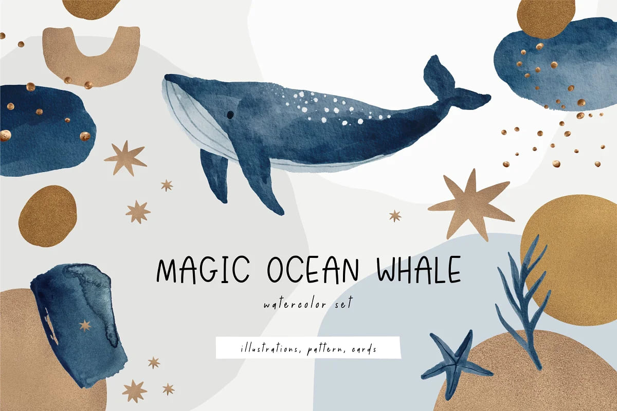 magic ocean whales graphics.