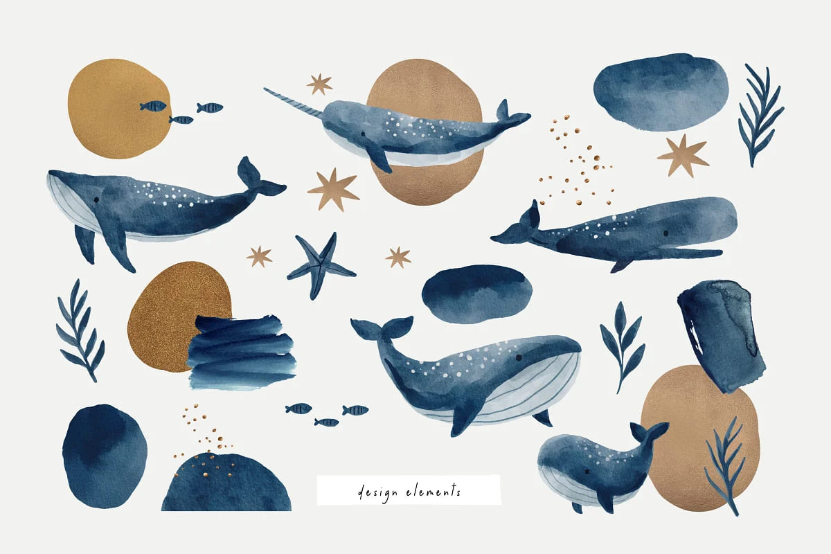 magic ocean whales design.