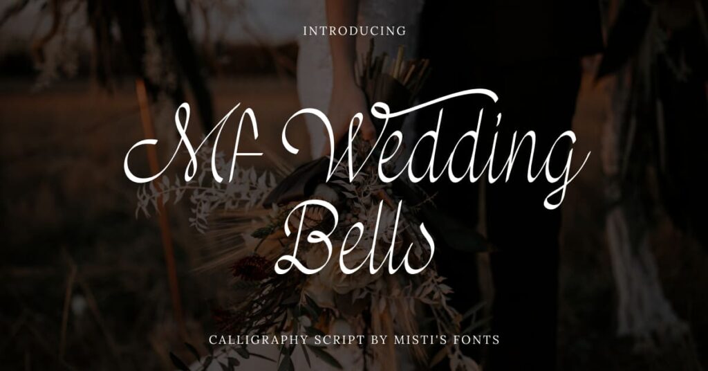 Mf Wedding Bells Free Font Facebook collage image by MasterBundles.