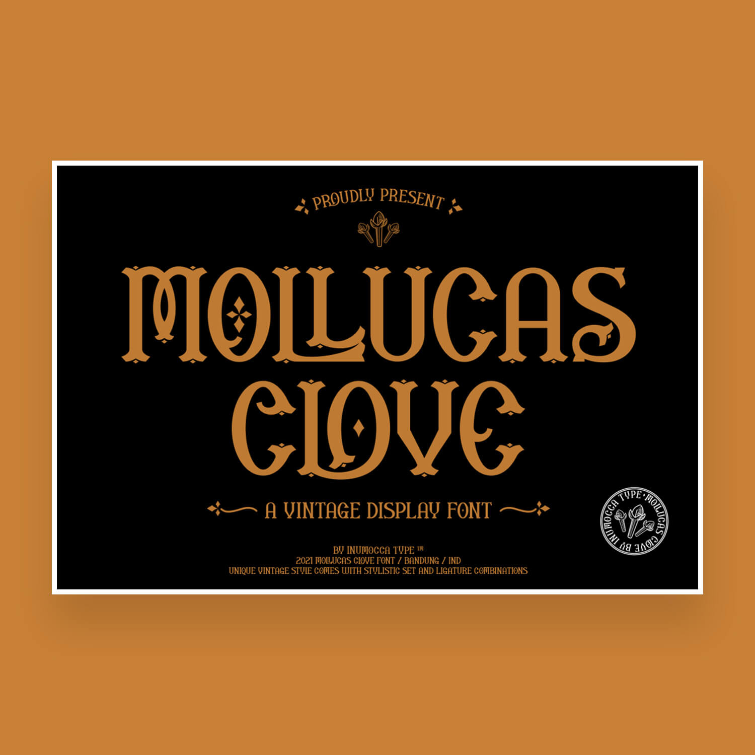 mollucas clove unique vintage display font cover image.