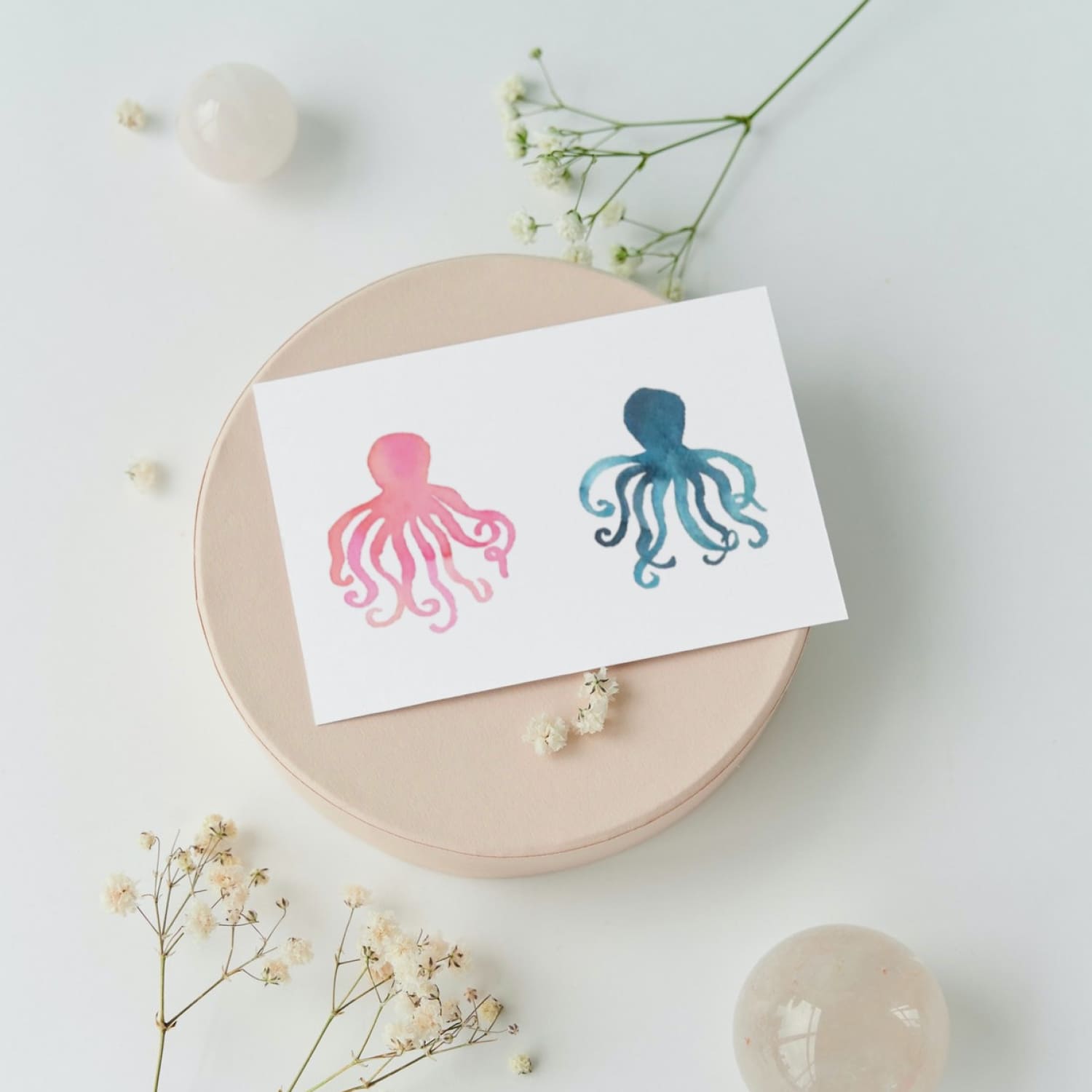 octopus watercolor clipart set.