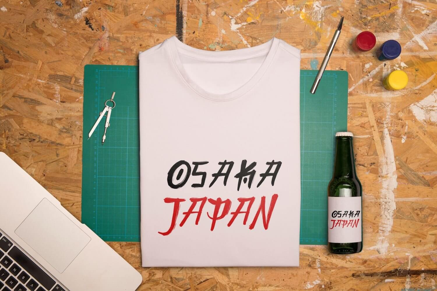 onigashima stylish japanese brush font t-shirt print example.