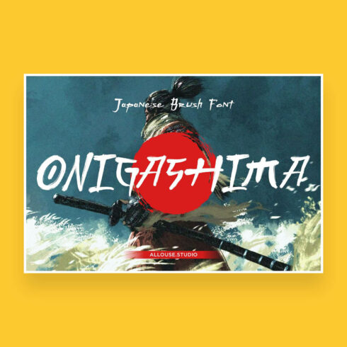 onigashima stylish japanese brush font cover image.