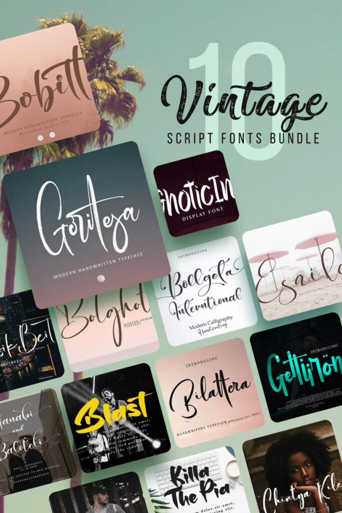 10 Vintage Script Fonts Bundle – MasterBundles