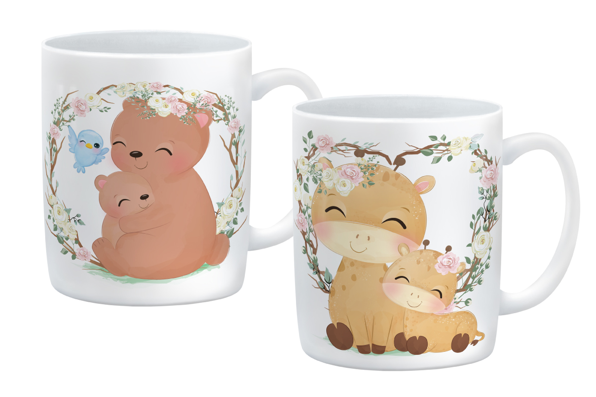 Baby & Mom Animal Clipart on cups.