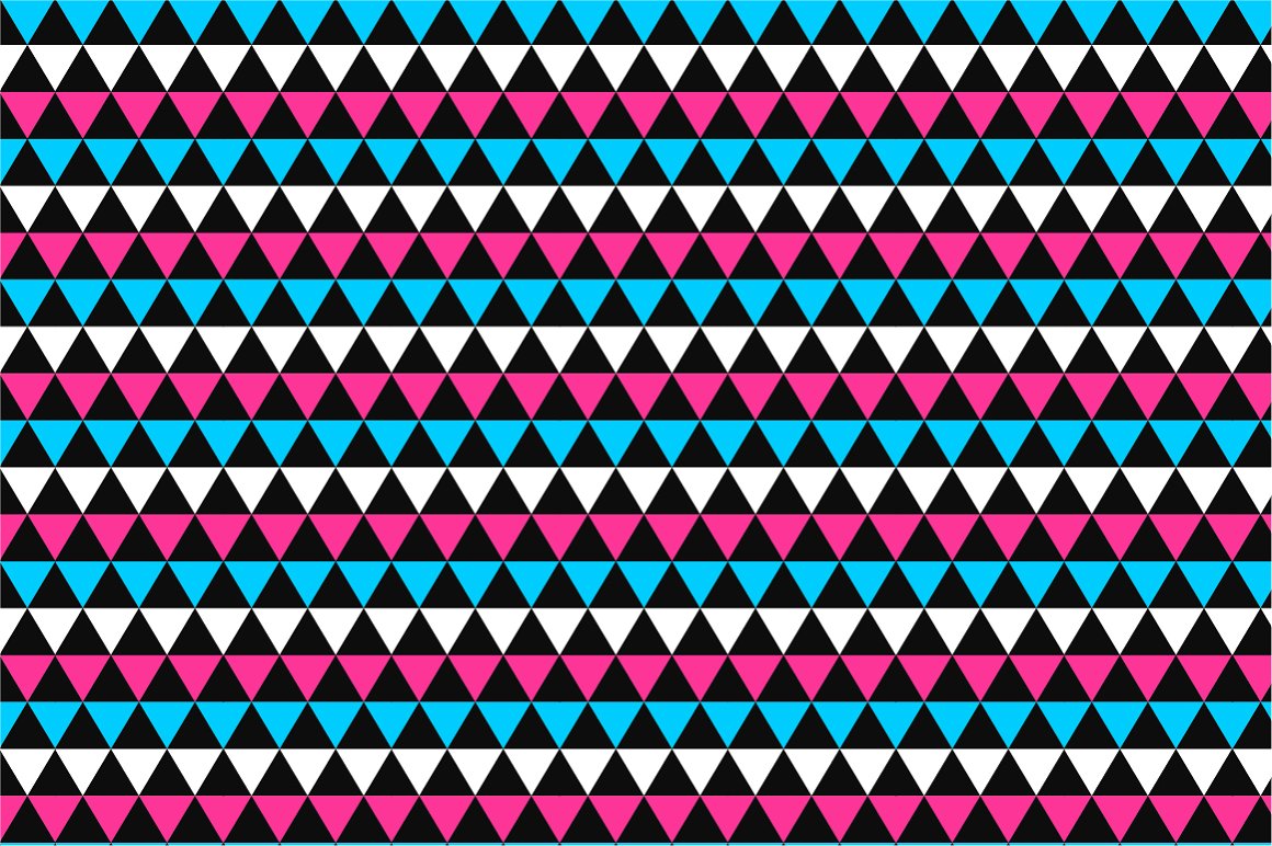 Seamless colored patterns on black background