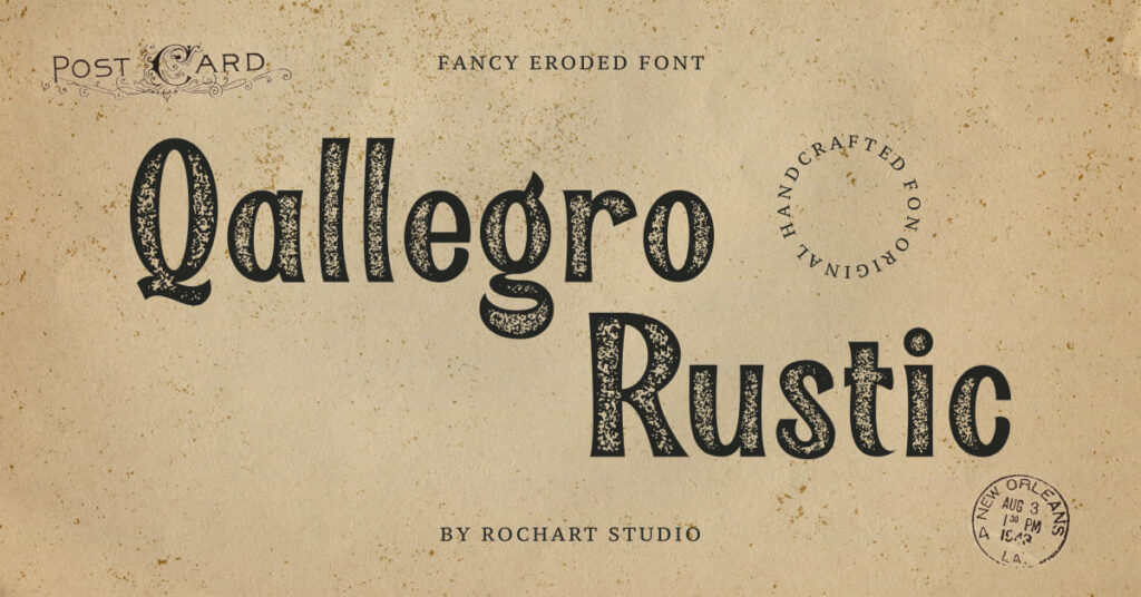 Qallegro rustic free font Facebook collage image by MasterBundles.