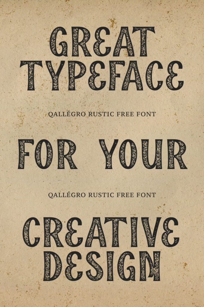 Qallegro rustic free font Pinterest MasterBundles preview with example phrase.
