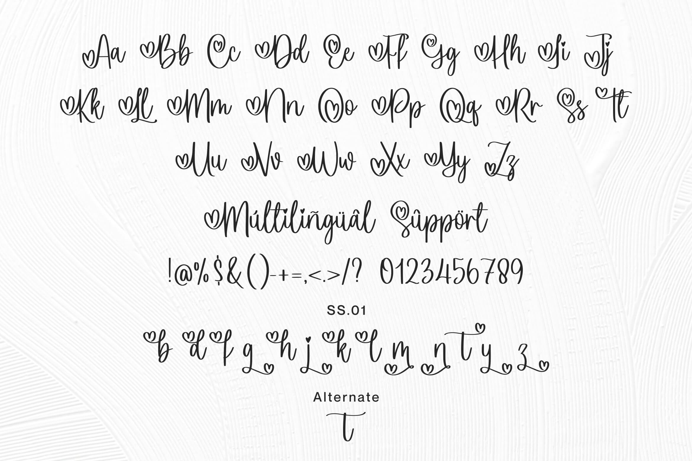 quimil a lovely modern handwritten font all symbols example.