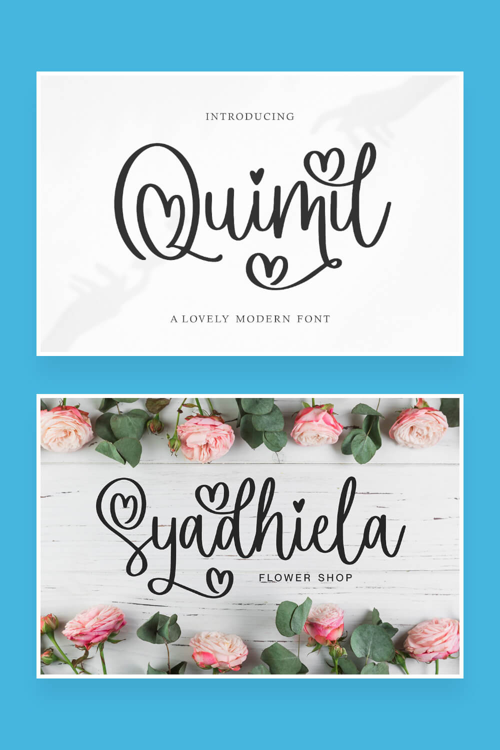 quimil a lovely modern handwritten font pinterest image.