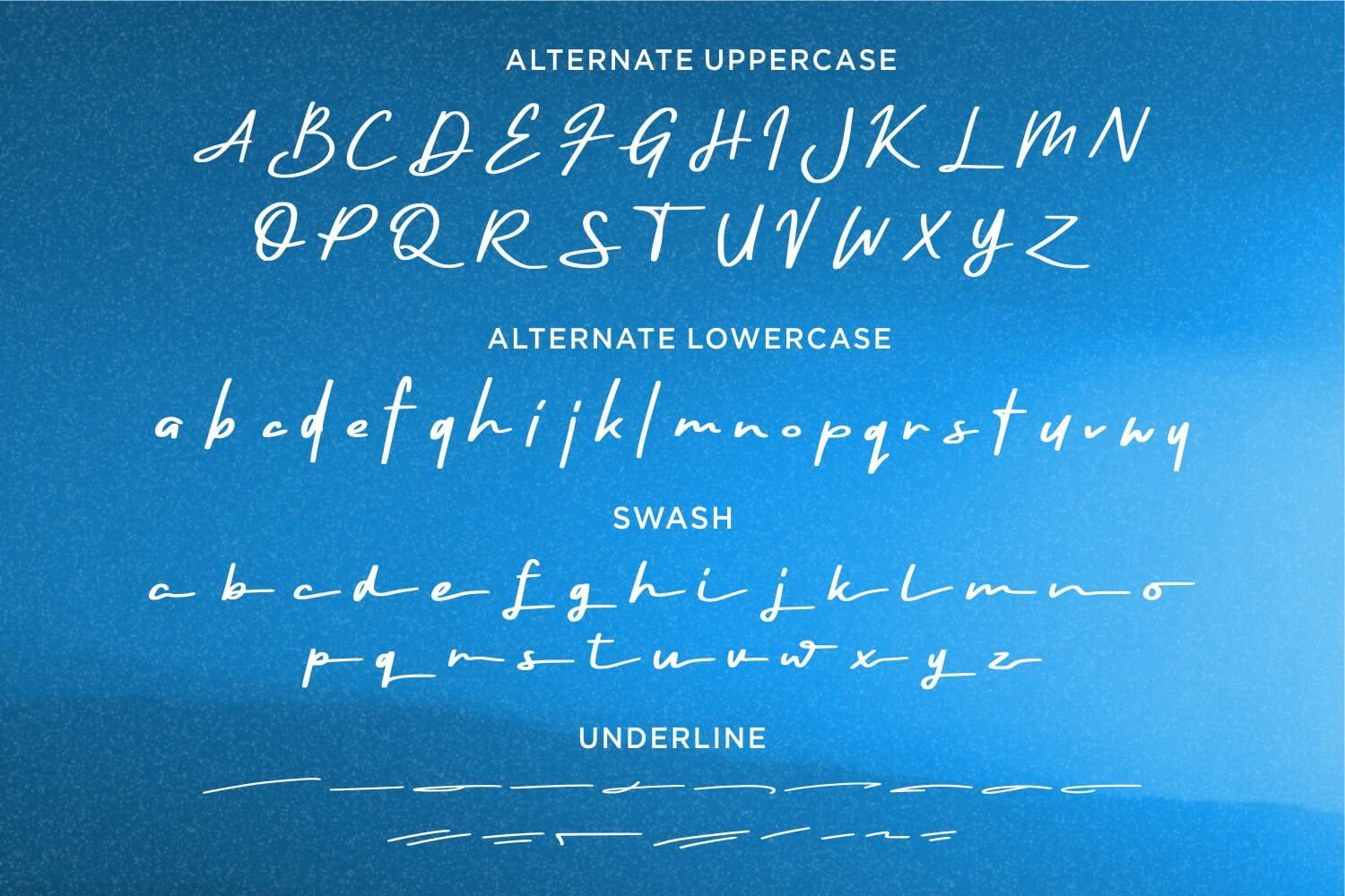 rayleigh amazing handwritten font symbols and swashes example.