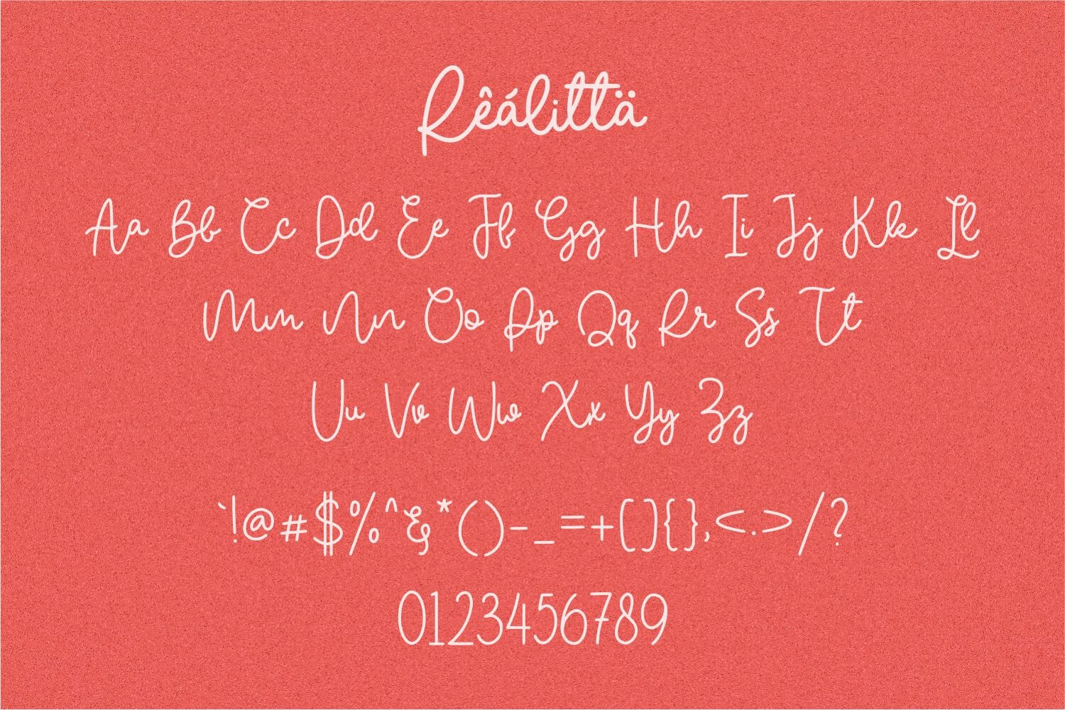realitta beautiful monoline script font all symbols example.