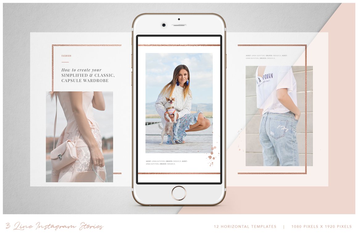 Rose gold story layout.