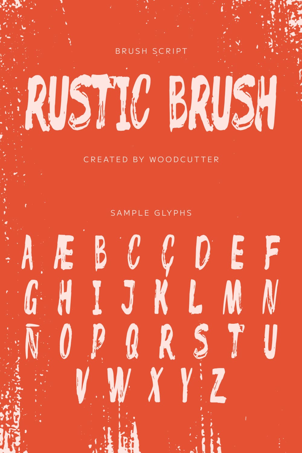 Rustic Brush Free Font Pinterest sample glyphs preview.