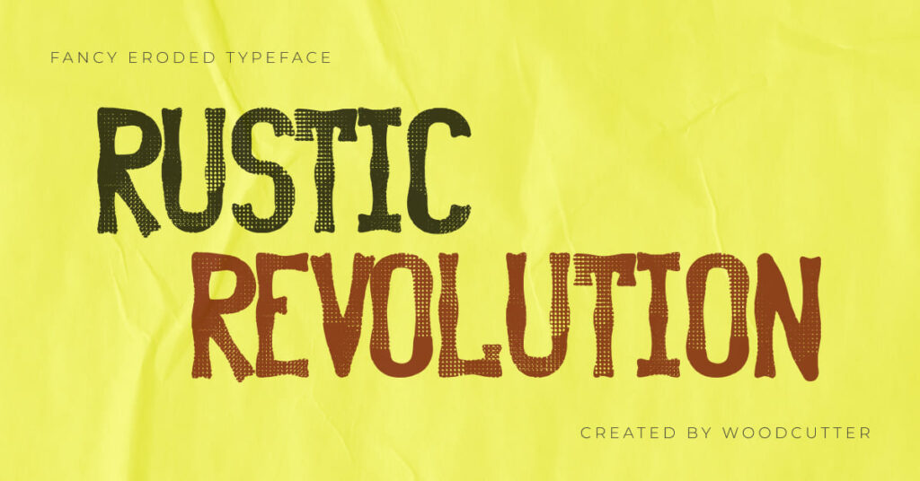 Rustic revolution free font Facebook collage image by MasterBundles.