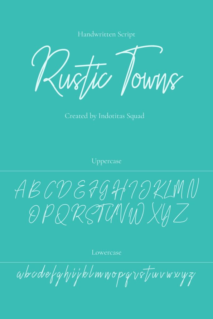 Rustic Towns Free Font Pinterest uppercase and lowercase preview,