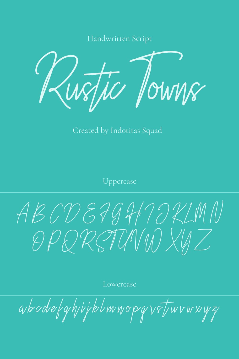 Using the Rustic Towns font on a green background.