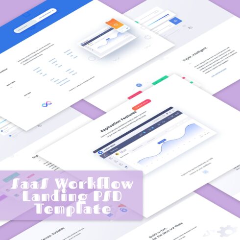 SaaS Workflow Landing PSD Template cover image.