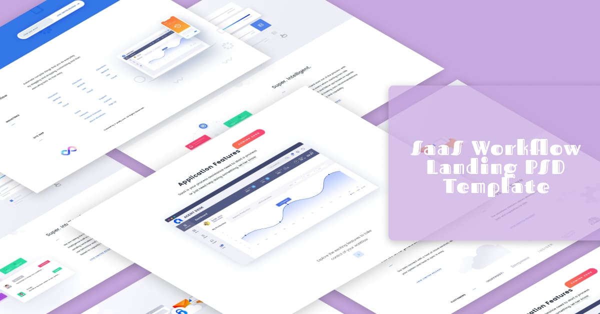 saas workflow landing psd template with unique features.